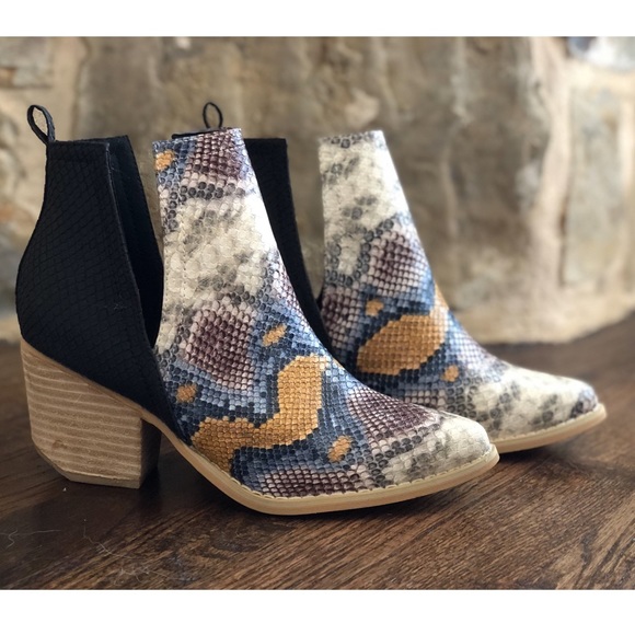 Multi Color Snake Skin Booties - Picture 2 of 5